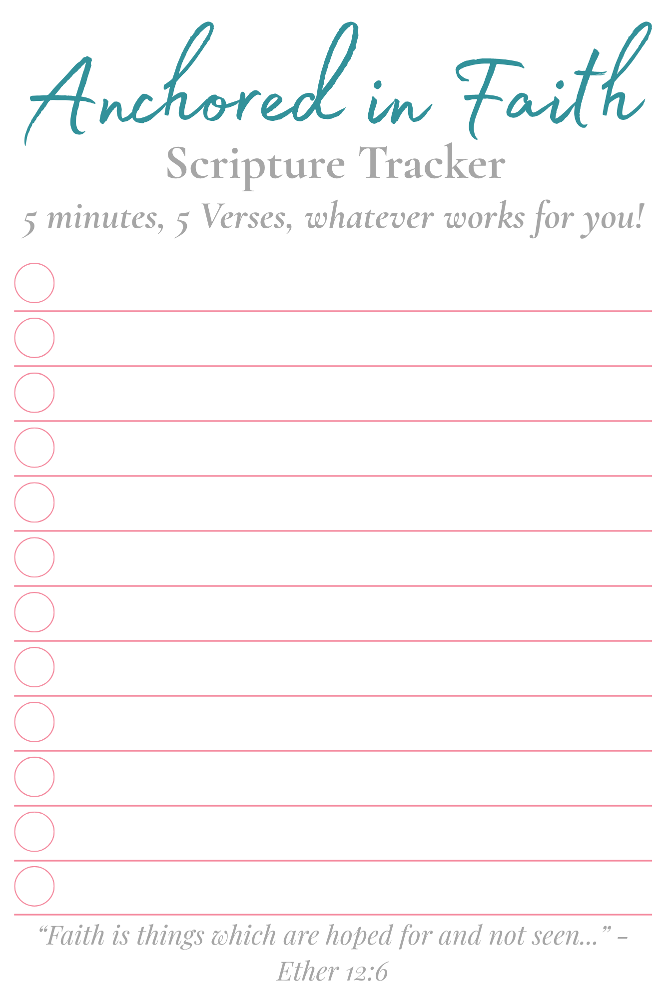 Printable Scripture Reading Trackers - Set of 5 Designs