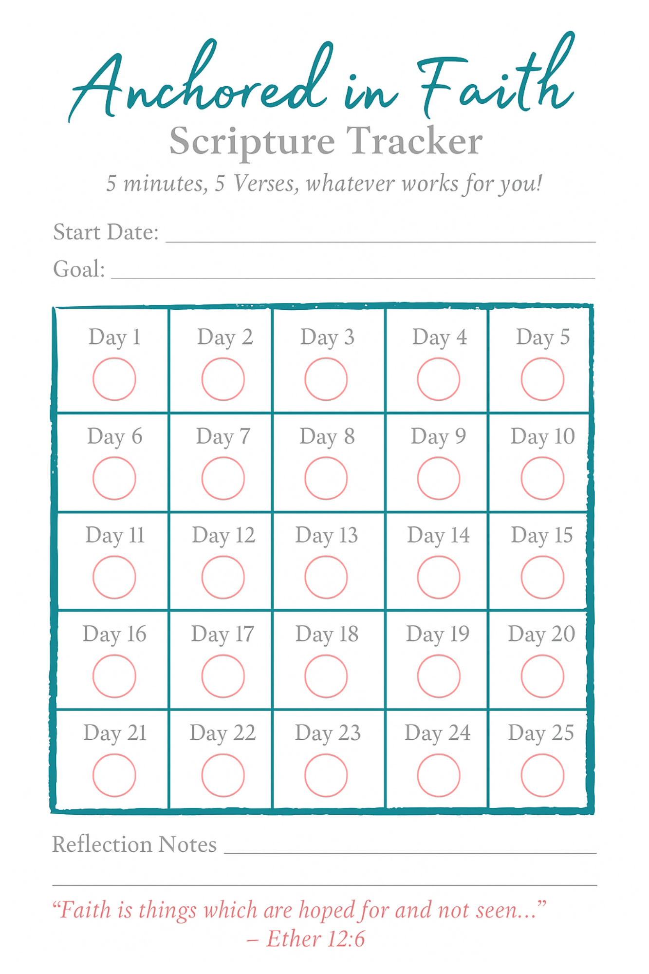 Printable Scripture Reading Trackers - Set of 5 Designs