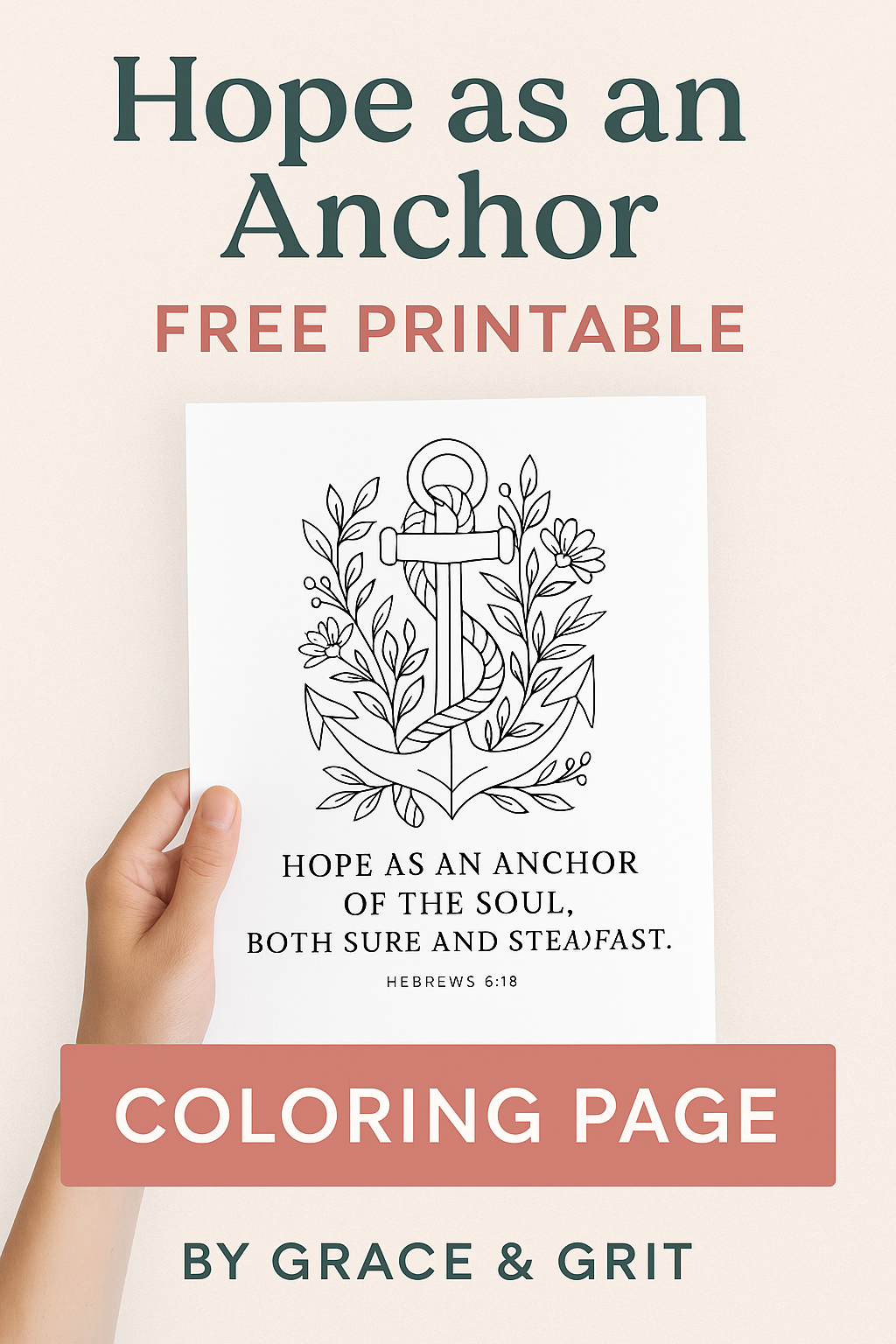 Launch PROMO: Hope as an Anchor **FREE** Printable Coloring Page