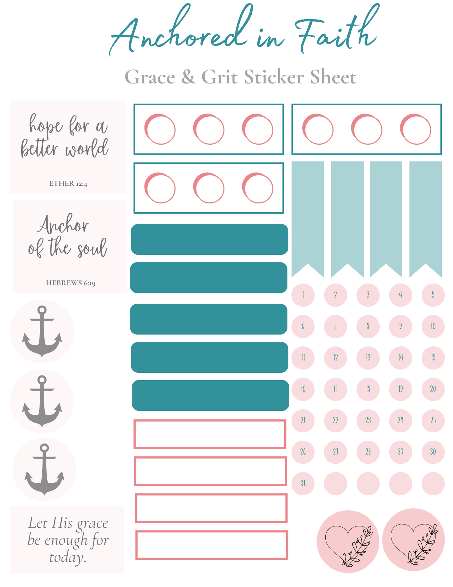 Faith-Based Printable Sticker Sheets - 2 Designs
